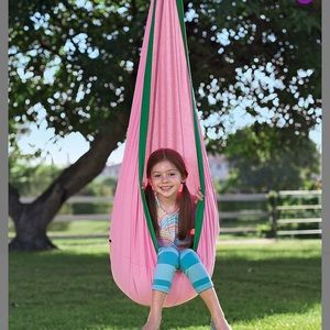 Hugglepod pink and green canvas original sensory chair